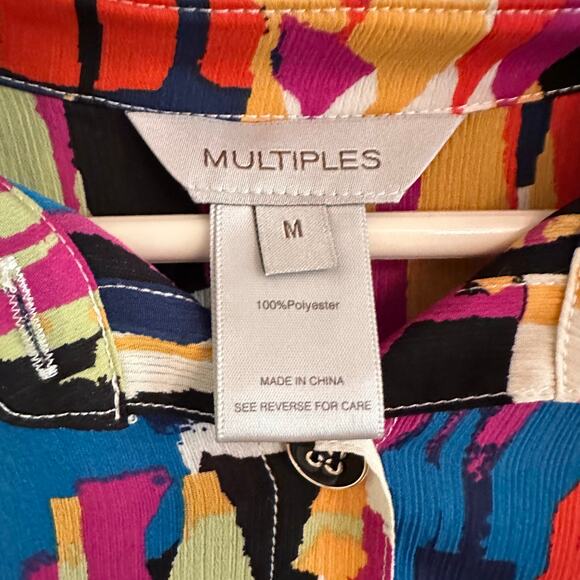 Multiples Abstract Geometric Button Front Tunic Sz M Colorful Artsy Flowy - Picture 5 of 6